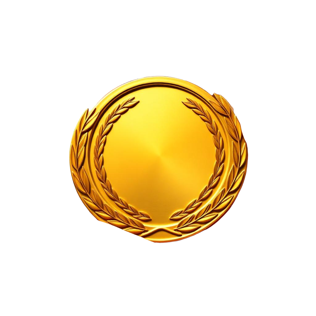 Illustration dorée d'une médaille d'honneur entourée de lauriers