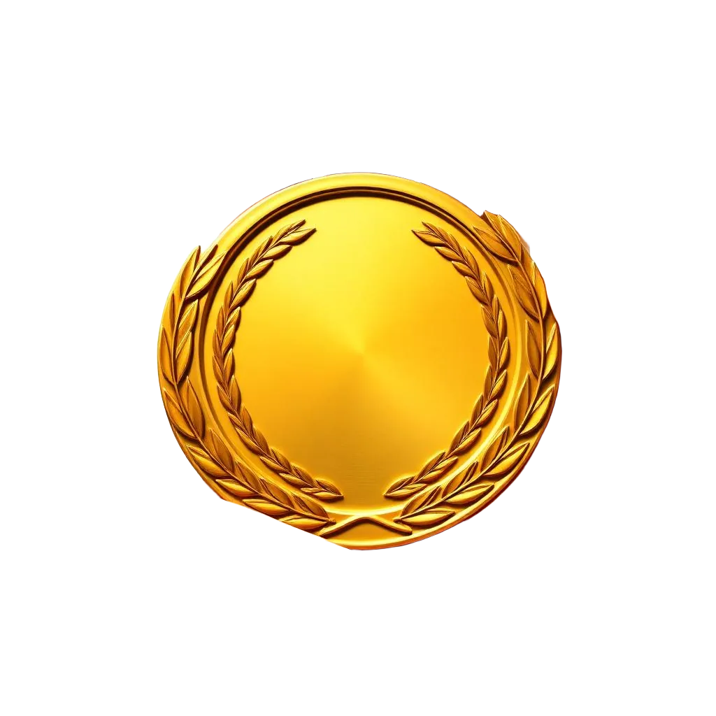 Illustration dorée d'une médaille d'honneur entourée de lauriers