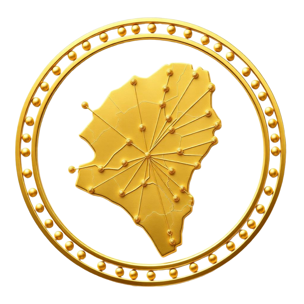 Illustration dorée de la carte de la RDC en réseau : les Fédérations de l'ACF
