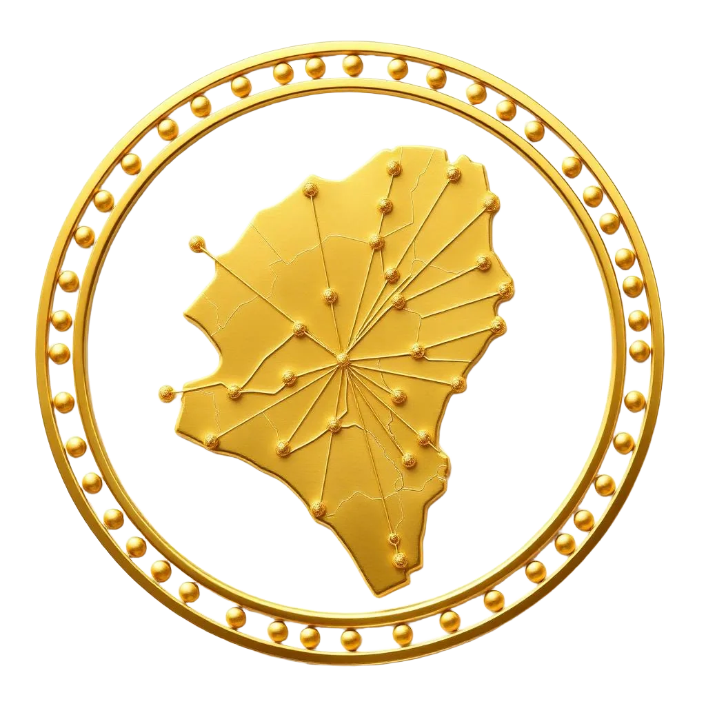 Illustration dorée de la carte de la RDC en réseau : les Interfédérations de l'ACF
