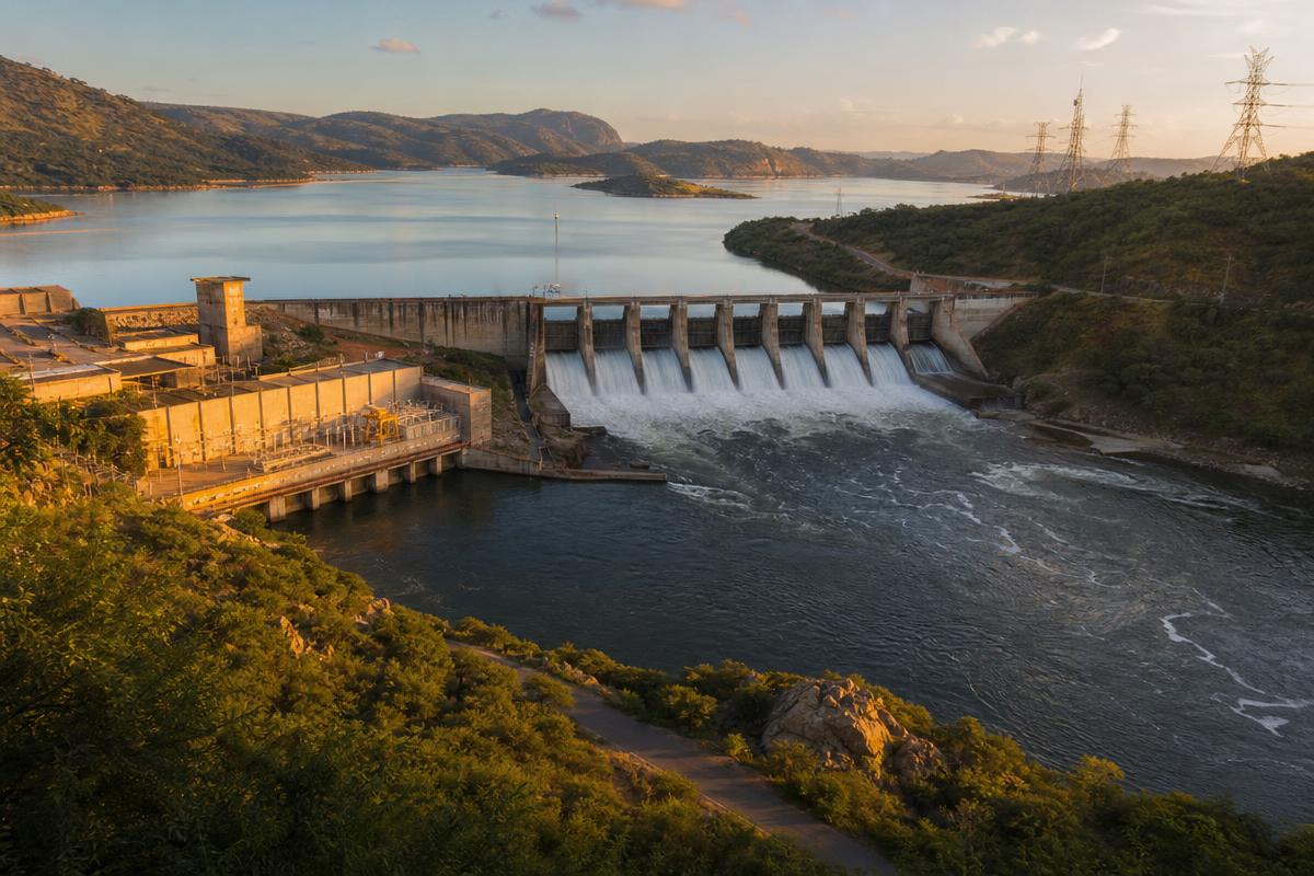 Barrage hydroélectrique et lignes à haute tension en RDC