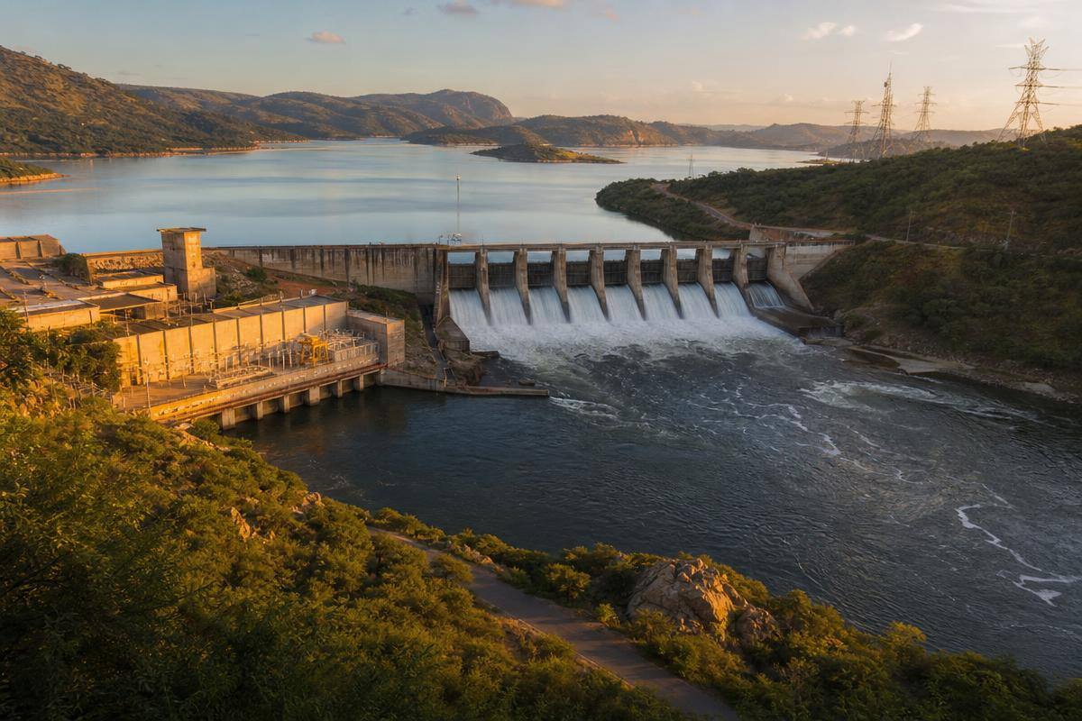 Barrage hydroélectrique et lignes à haute tension en RDC