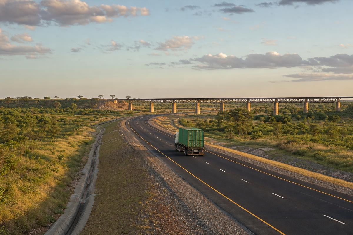 Route moderne et pont ferroviaire désenclavant les provinces